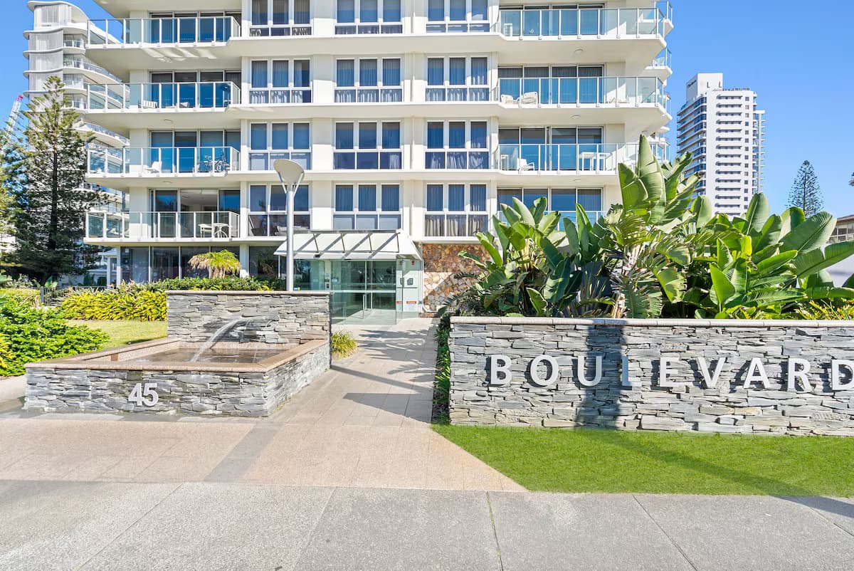 Boulevard Towers entrance, Broadbeach Gold Coast — illustrative of the coastal strata stock we look after