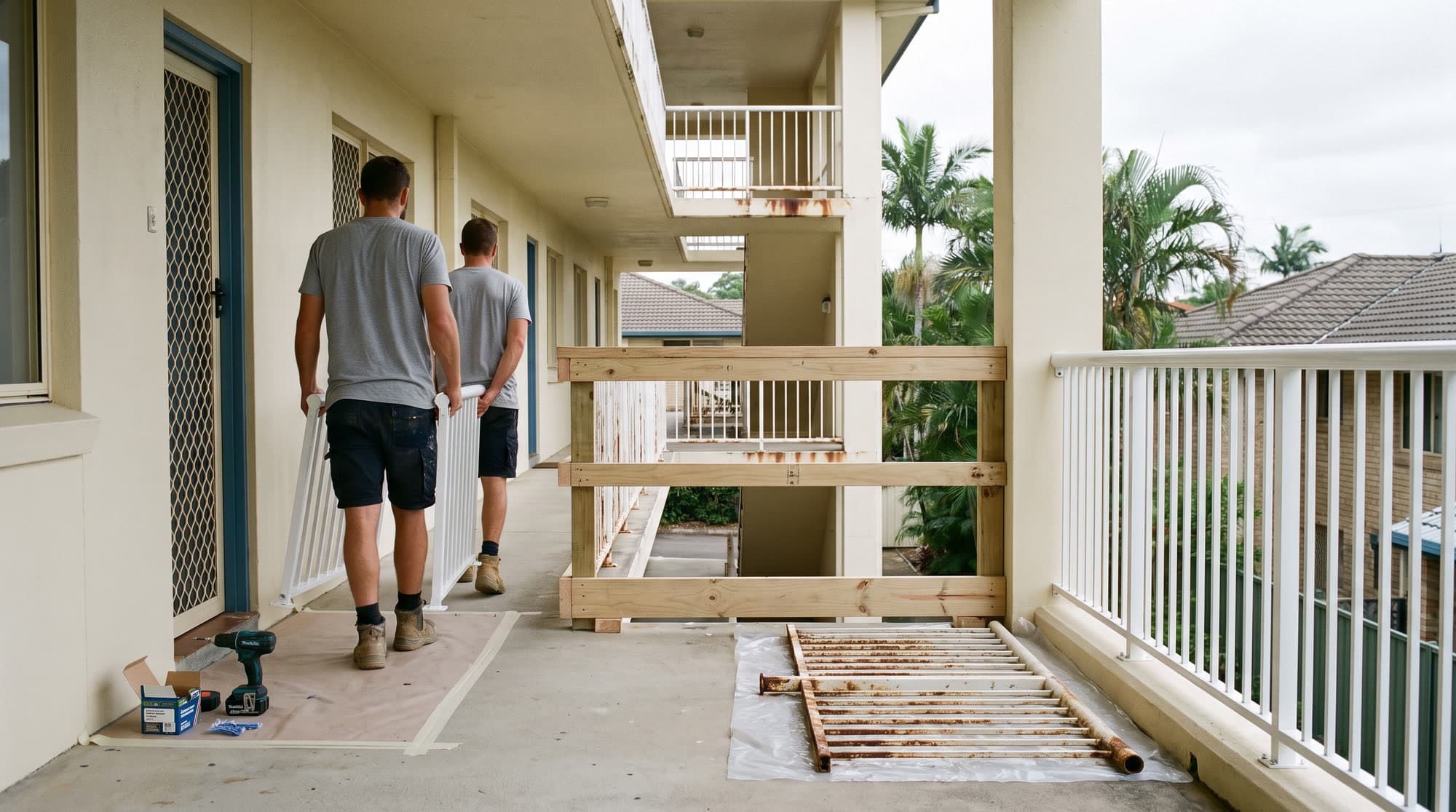 Replacing a corroded walkway balustrade at a Gold Coast unit block